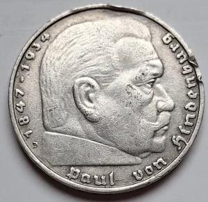 5 ReichsMark 1936 D Nemačka Srebro