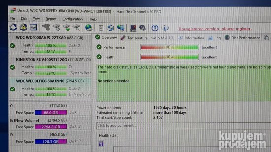 Hard disk 3TB 3.5 (100% health)