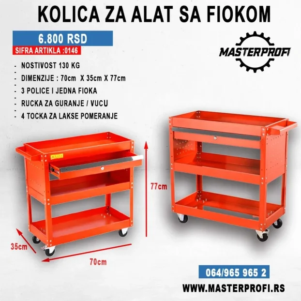 Kolica za alat sa 3 polica I fijikom nova