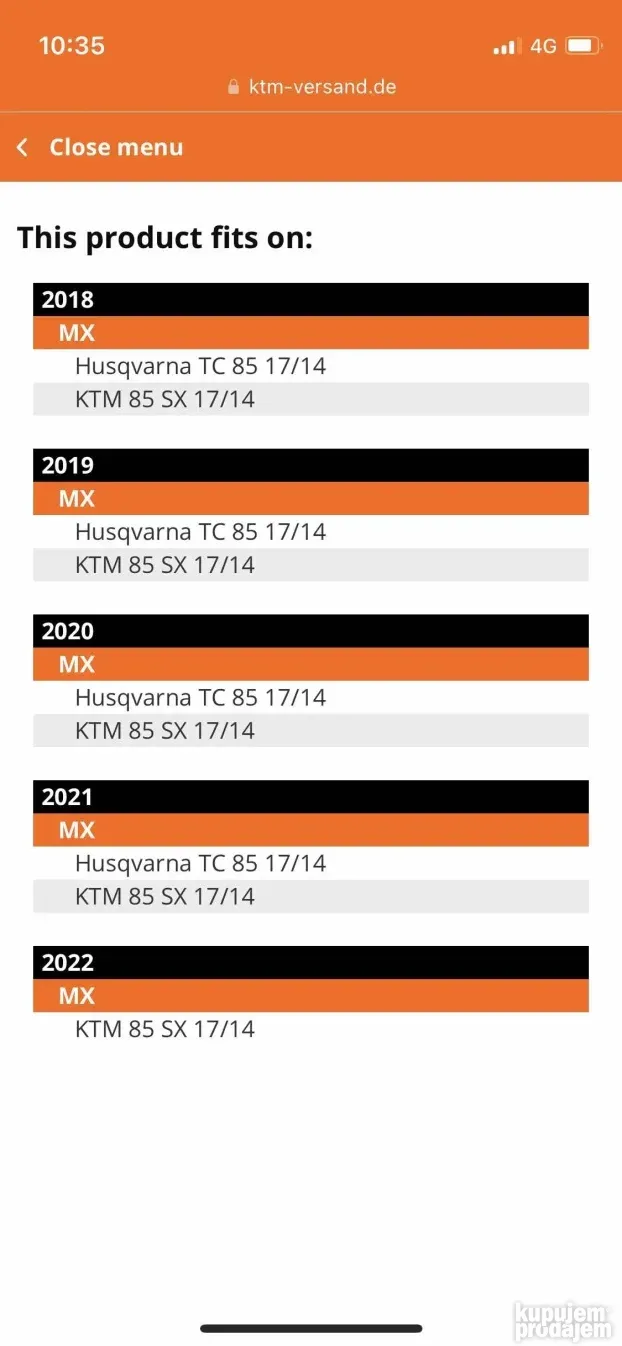 Ktm sx85 husqvarna tc85 lanac i lancanici set 13/49