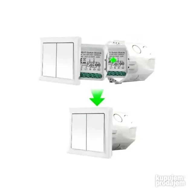 Wi-Fi smart prekidač-modul, 2x10A WFM-PS01/2