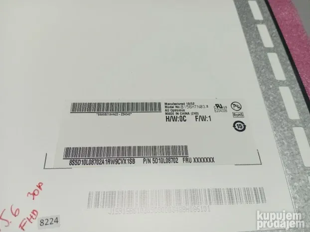 15.6" FHD Ekran Slim 30 pin B156HTN03.8 H/W:0C F/W:1 #8224