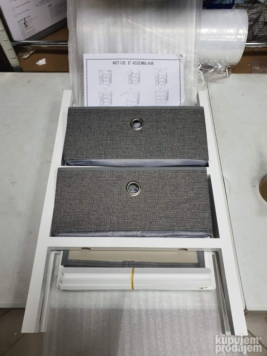 Komoda sa 3 Fioke 32xSirina41xV61cm Belo/Sivo Casame