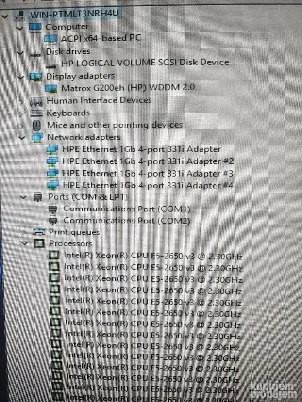 HP ProLiant DL360 Gen9/ 2 x Xeon E5-2650 v3/ 4 x 600Gb šine