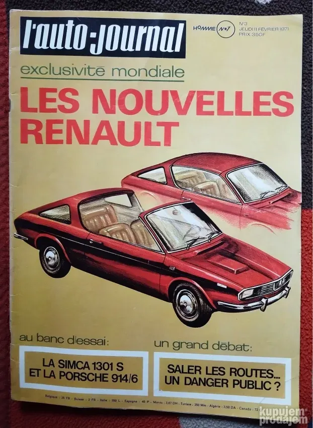 Revue Auto Journal N°3 - 11 Février 1971 - Dossier Nouvelles Renault - Bon État