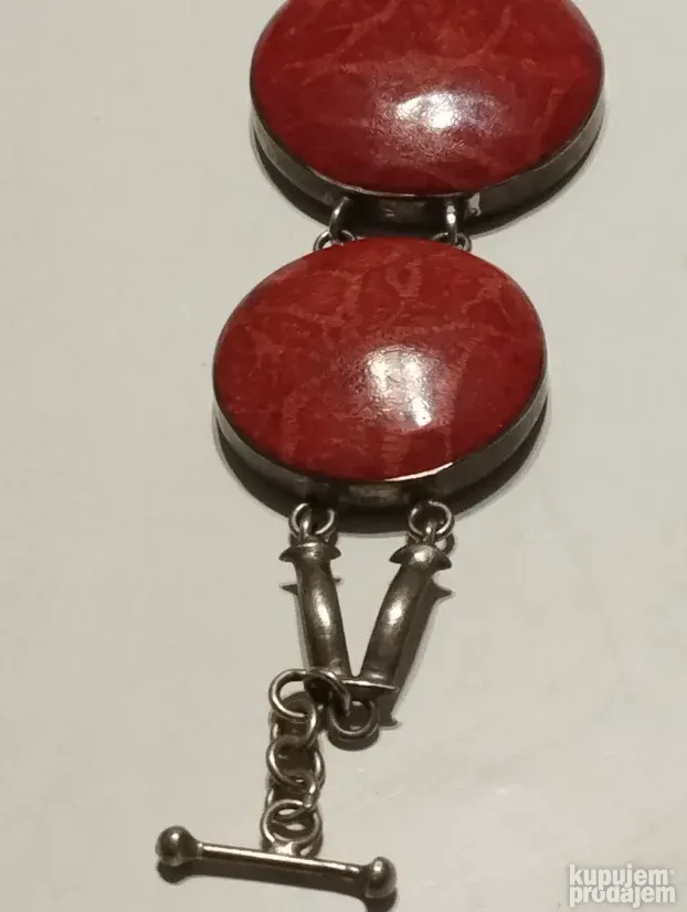 Srebrna zenska narukvica sa priveskom i lancicjem-44.7gram-4