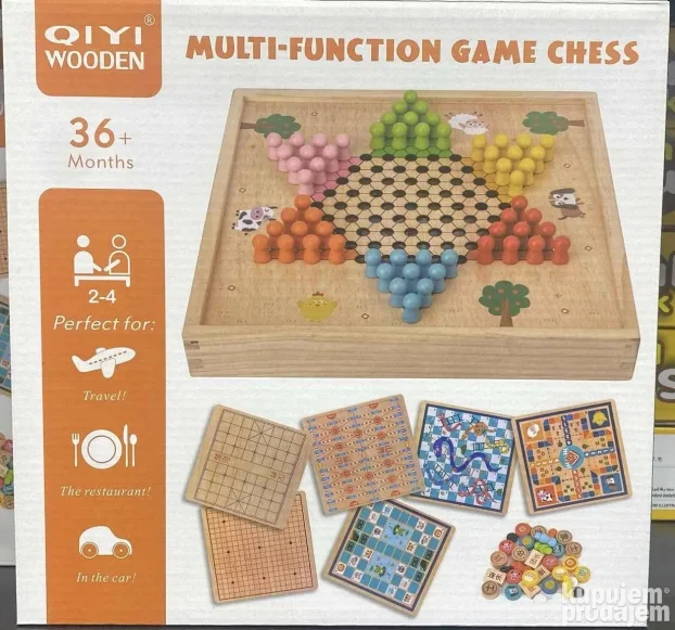 Drveni set društvenih igara 6u1