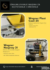 Iznajmljivanje Wagner masina za gletovanje i krecenje