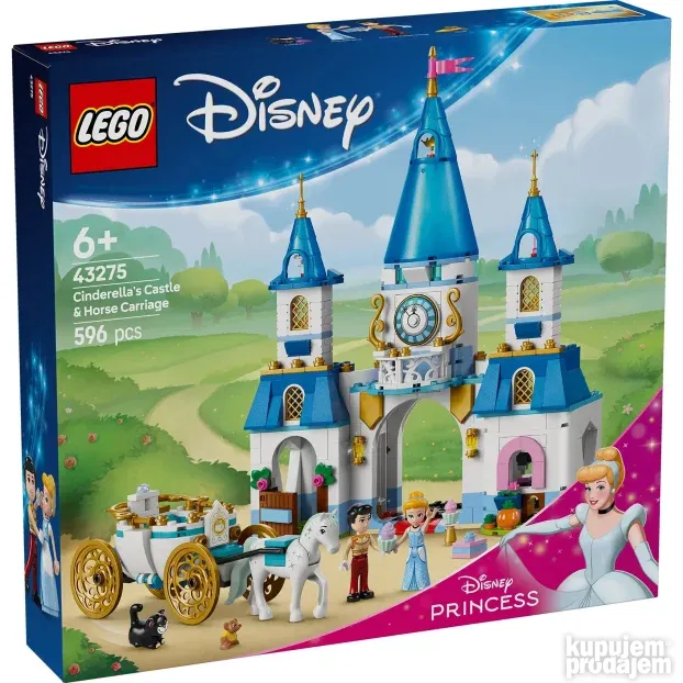 LEGO Disney 43275 Pepeljugin zamak i kočija sa konjima