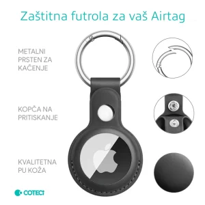 Kozna futrola za airTag crna - NOVO