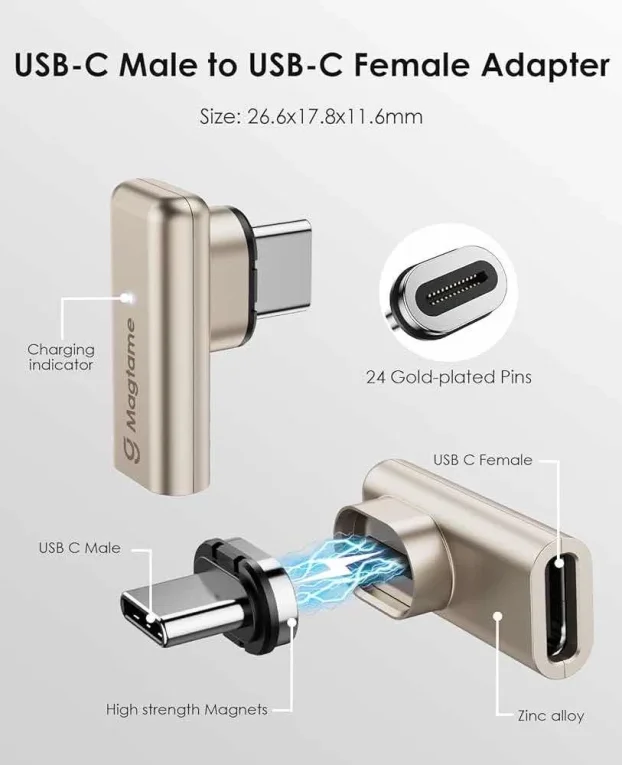 Magtame 240W magnetski USB C muški na USB C ženski adapter