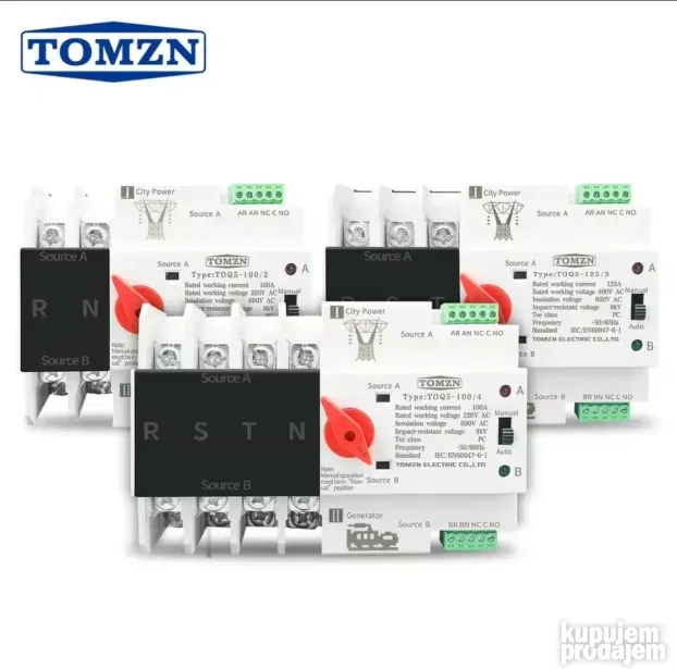 TOMZN Automatski prekidač (ATS) 4P Din Rail 220V 125A
