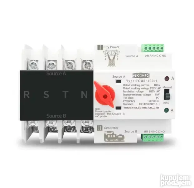 TOMZN Automatski prekidač (ATS) 4P Din Rail 220V 125A