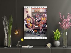 Lebron James and Kobe Bryant Oil Style slika