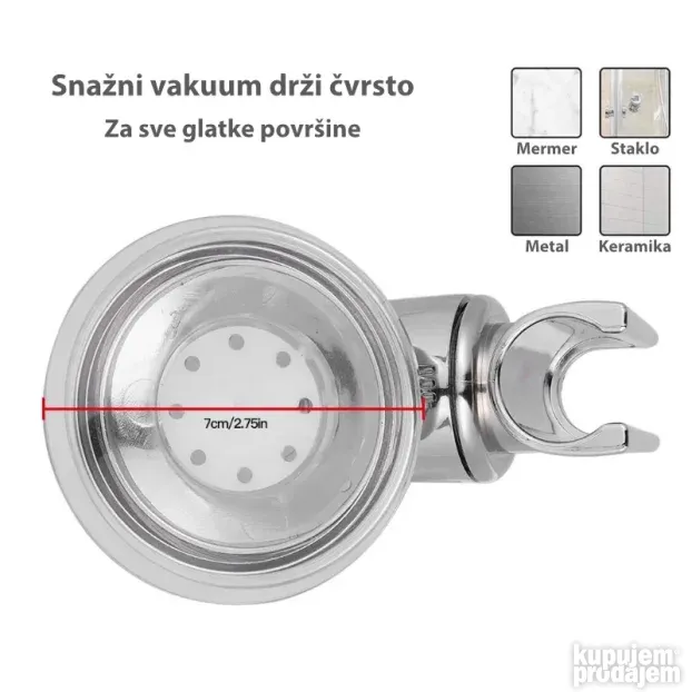 Vakuumski držač za tuš - Vakumski - Bez bušenja samolepljivi