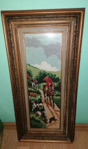 Goblen scena iz lova uramljen