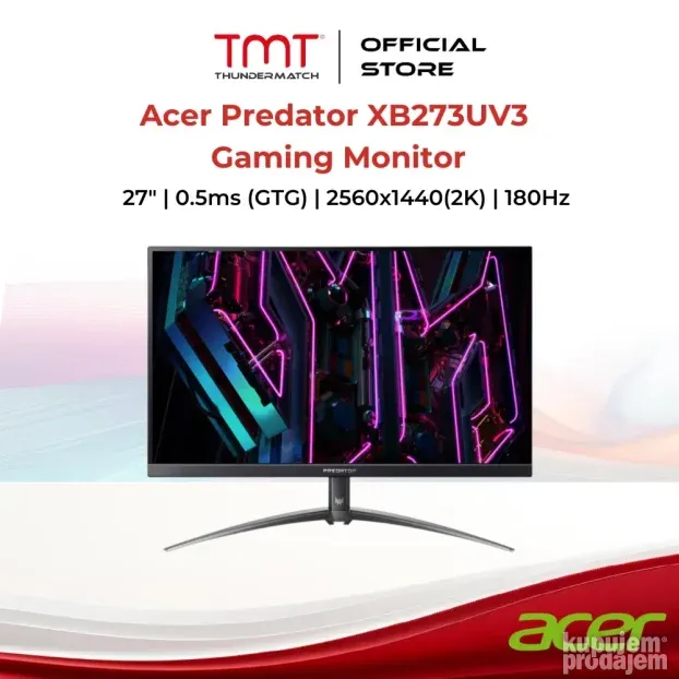 Acer Predator GAMING 27" XB273UV3 1440p 180Hz IPS 0.5ms nov