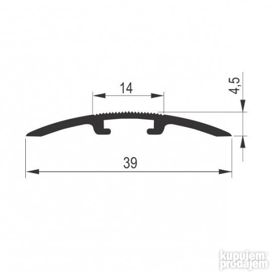 Aluminijumski dekorativni prelazni poluobli profil 3379
