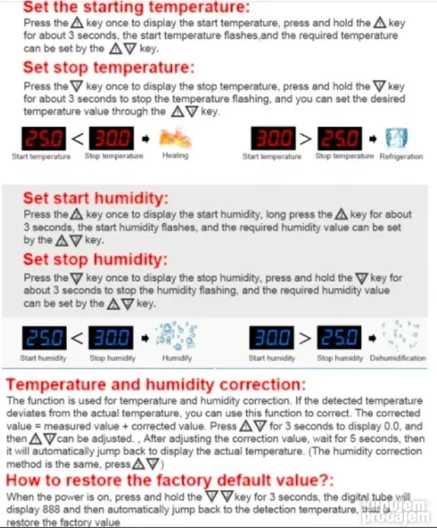 Kontroler vlage i temperature 24V vlagomer za inkubator