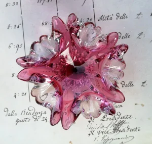 Murano, ručno duvano RUŽIČASTI KRISTAL pepeljara 210gr