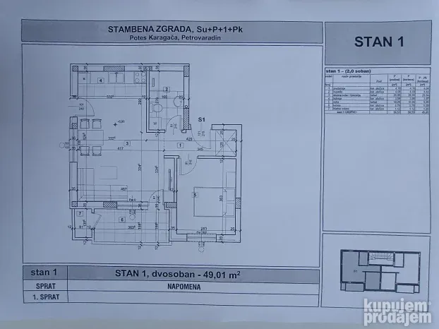 Dvosoban stan, 48 m2, Petrovaradin - Karagača