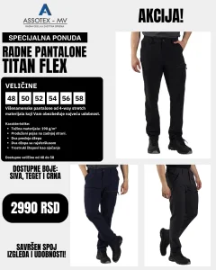 Radne pantalone TITAN FLEX (multifunkcionalne) od S do 3XL