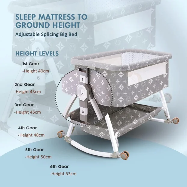 6u1 prenosivi krevetac za bebe sivi i roze