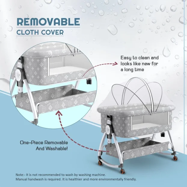 6u1 prenosivi krevetac za bebe sivi i roze