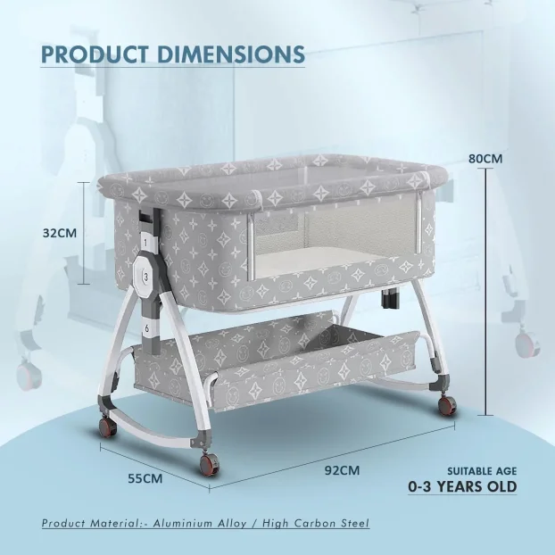 6u1 prenosivi krevetac za bebe sivi i roze