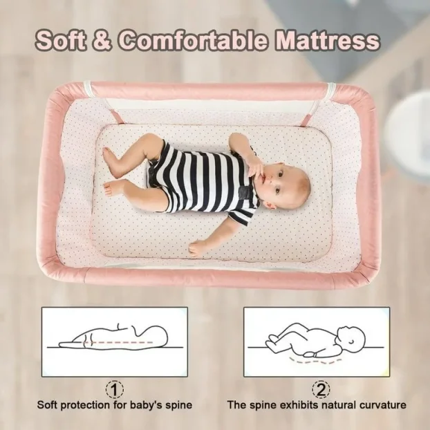 6u1 prenosivi krevetac za bebe sivi i roze