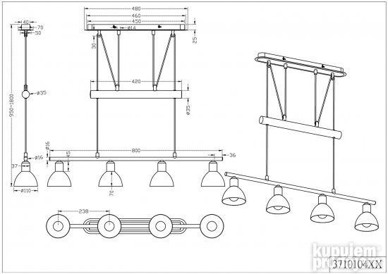 Visilica Trio Levisto 4x 470lm, 3000K