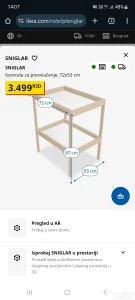 Ikea Sniglar komoda za presvlačenje 72x53x87cm - kao novo