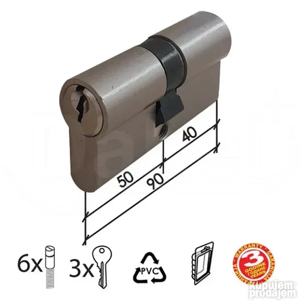 CILINDAR ZA VRATA CL2036 NIKL 90MM(40-50) 3K DBP1