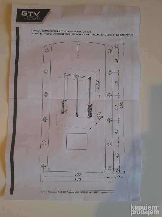 Lifter za garderobu GTV antracit-okov za namestaj
