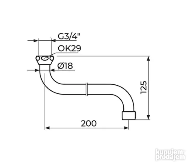 Izliv fi18 200mm s donji