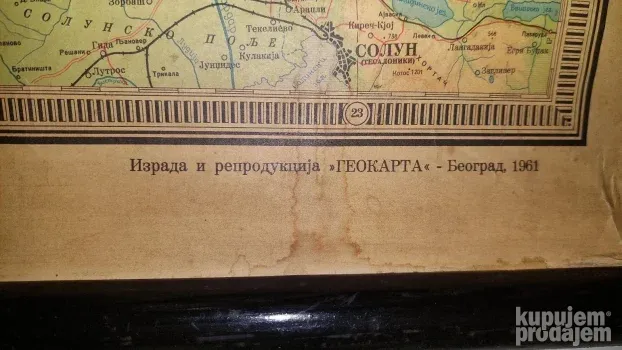 Stara geografska karta fnr jugoslavije iz 61 godine