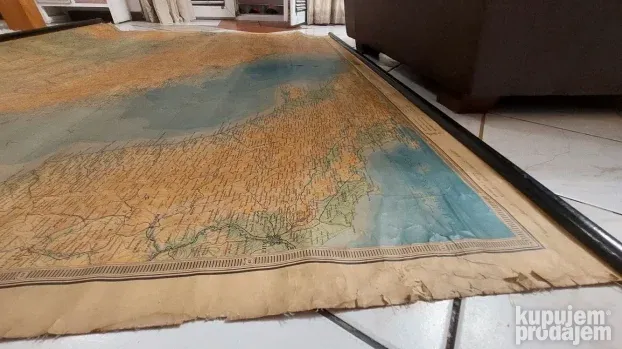 Stara geografska karta fnr jugoslavije iz 61 godine