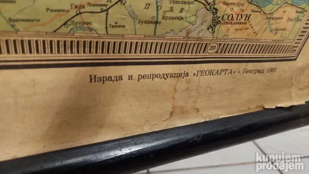Stara geografska karta fnr jugoslavije iz 61 godine