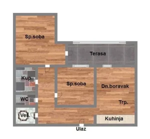 Trosoban stan sa PDV-om 61m2