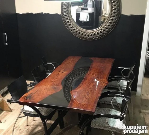 Stolovi (puno drvo + epoxy smola) (epoksi stolovi)