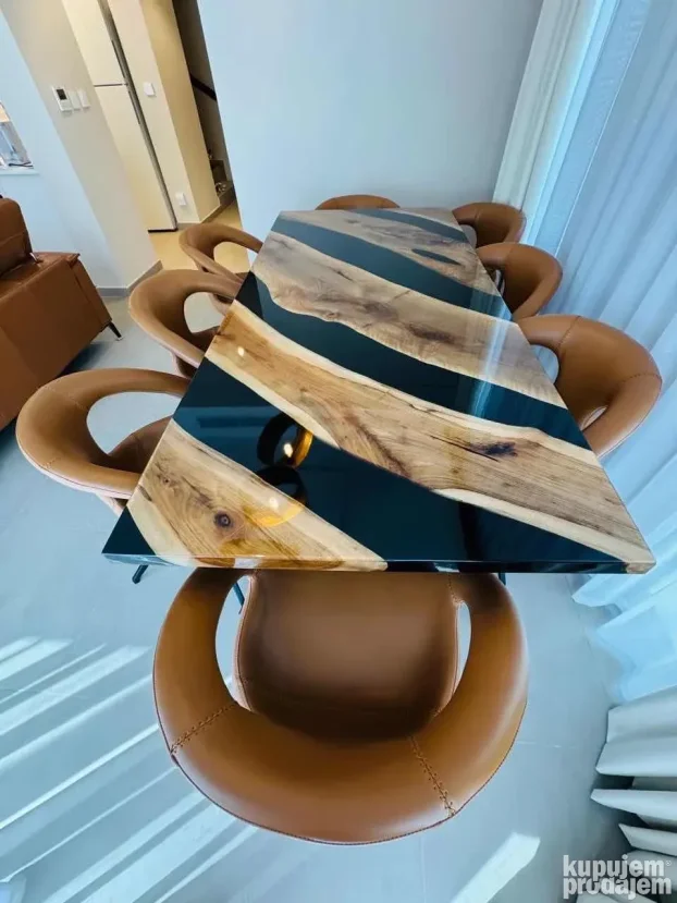 Stolovi (puno drvo + epoxy smola) (epoksi stolovi)