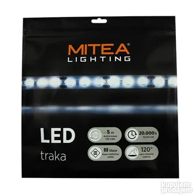 LED traka 5m 12V 10W 120 LED/1m IP20 MLM-2835-120-ML 3000K