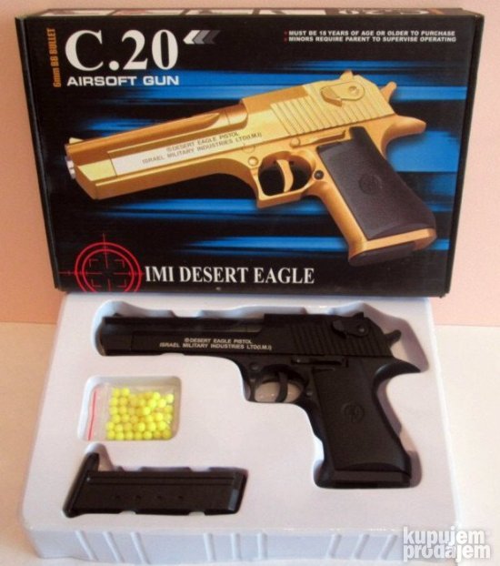 Pistolj za airsoft C20 metalni Desert Eagle + prigusivac KupujemProdajem