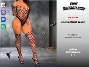 Bodi je u Modi - Crni Mrežasti Bodi + Poklon