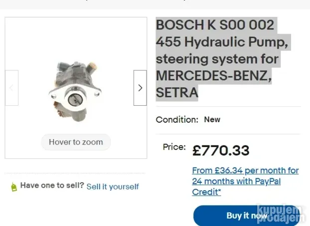 BOSH SERVO PUMPA SETRA K S00 002 455,  8697955202 350e