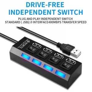 USB HUB sa prekidačima i led indikacijom 4 u 1