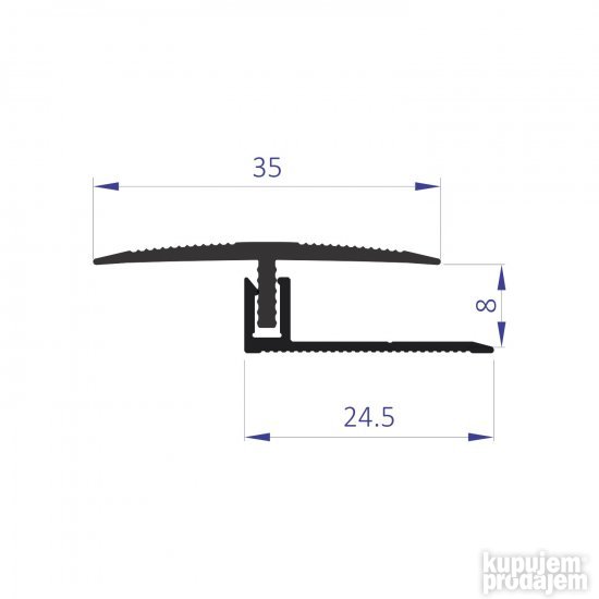 Aluminijumski klik profil za spoj podova u istom nivou 8533