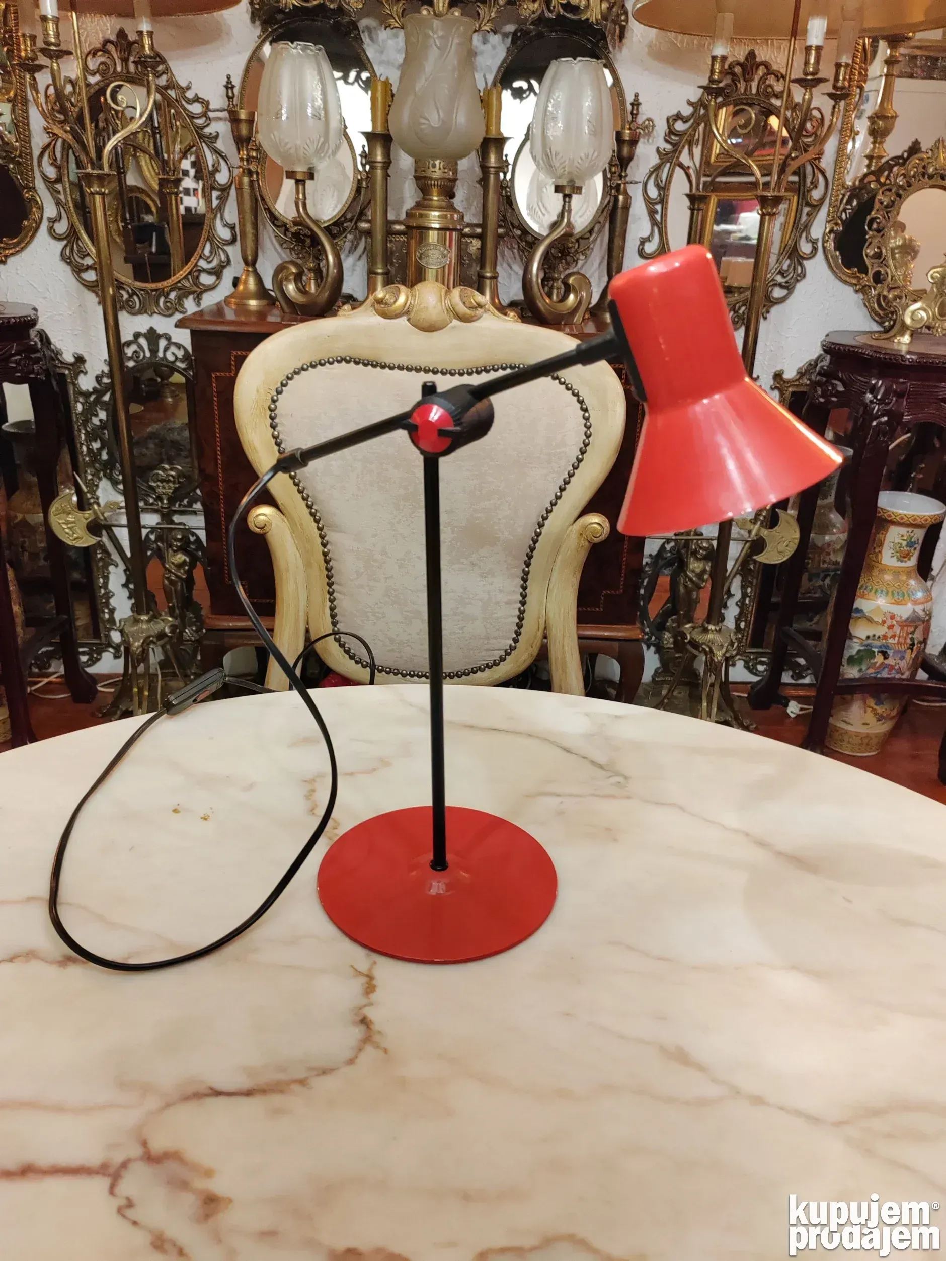 Red Table Lamp from Veneta Lumi Italy 1970s - KupujemProdajem