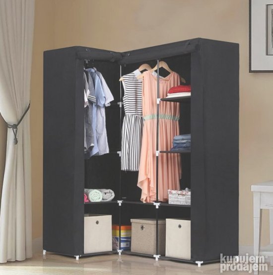Modularni Orman Ugaoni 128/85x45xV166cm Crni Idomya