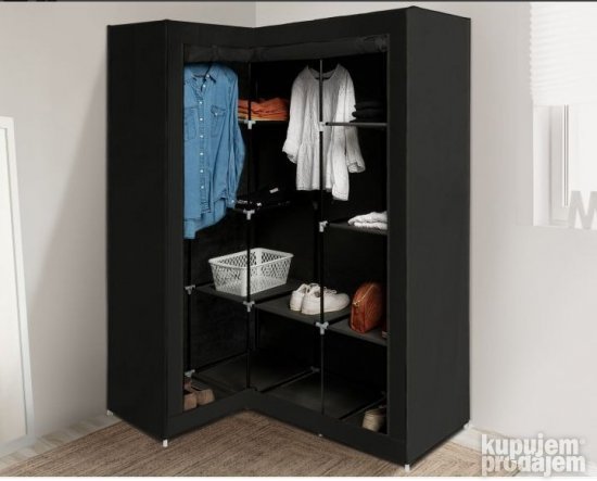 Modularni Orman Ugaoni 128/85x45xV166cm Crni Idomya
